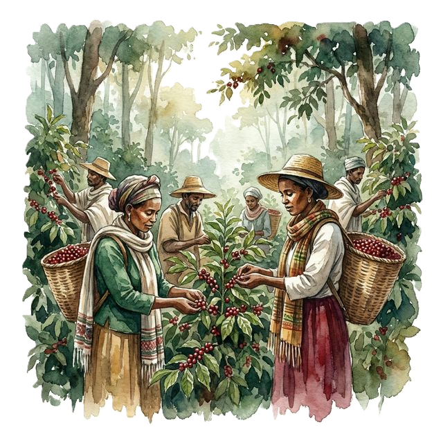 Kaffeebäuerin in Kaffa, Äthiopien